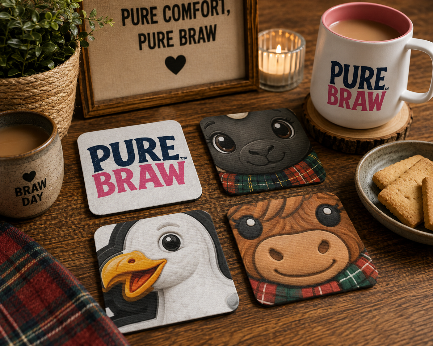 Braw Gifts™ Scottish Coasters – Set of 4