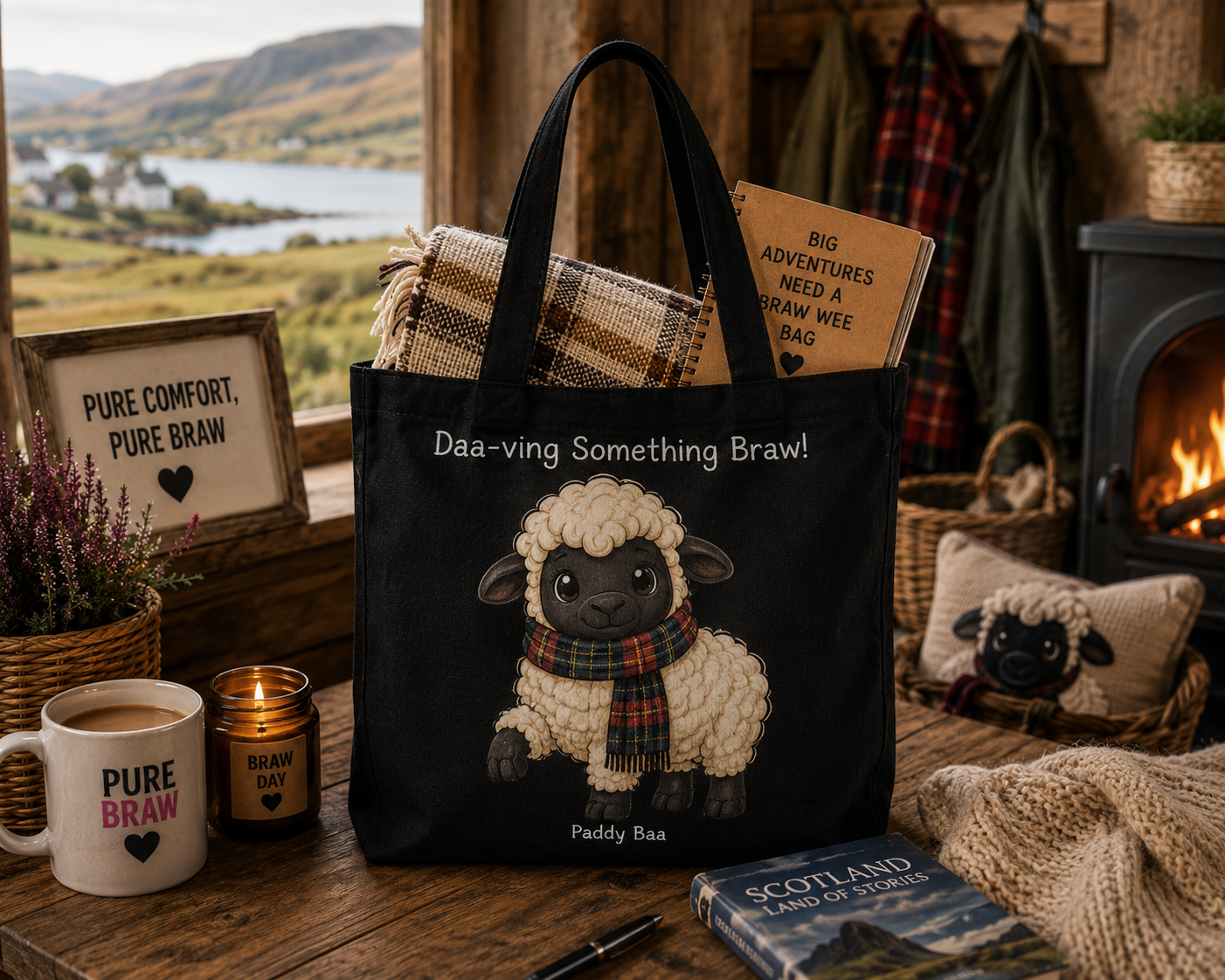 Paddy Baa™ “Baaa-king Something Braw!” Canvas Tote Bag