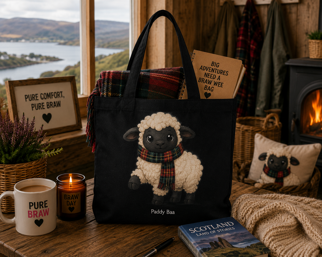 Paddy Baa™ Scottish Sheep Canvas Tote Bag