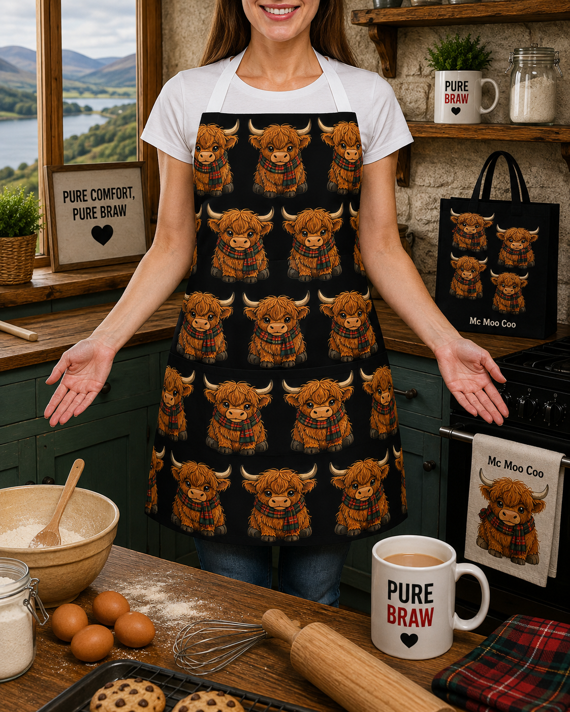 Mc Moo Coo™ Herd of Coos Highland Cow Apron