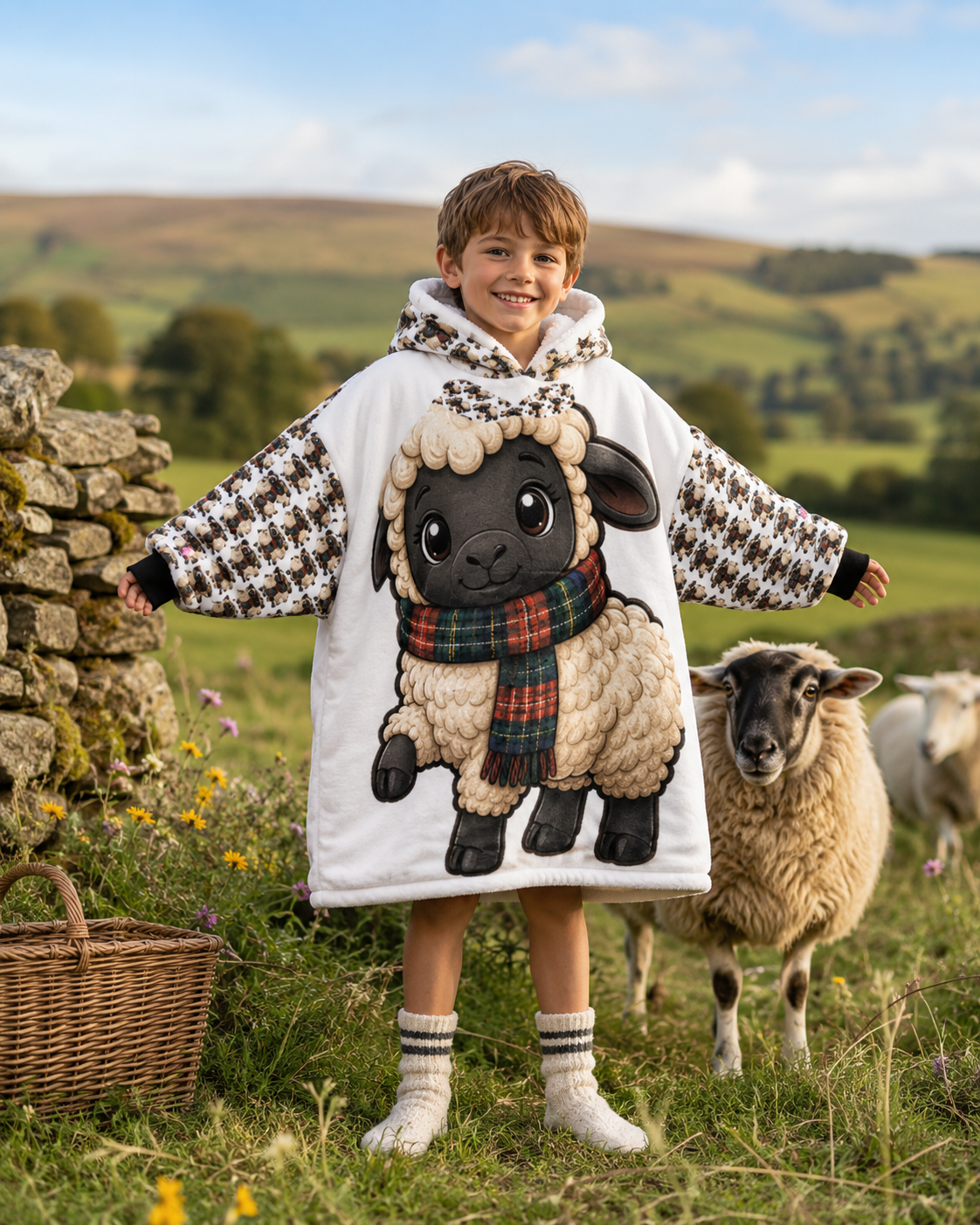 Pure Braw™ Paddy Baa Sheep Blanket Hoodie - Kids 🌍 FREE Worldwide Shipping